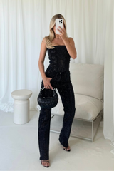 Cassi black diamante corset