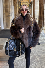 Blossom Chocolate Faux Fur Collared Jacket