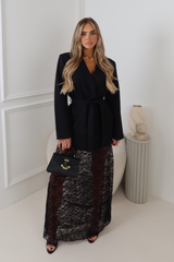 MARIA  BLACK LACE FULL LENGTH SHEER LEG SKIRT