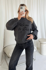 Take me to paris grey knit sweater