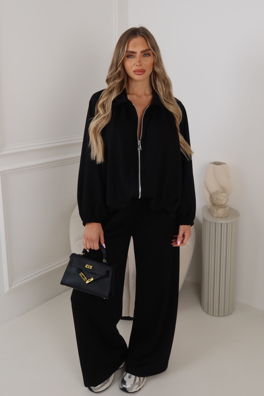 JACQUELINE BLACK DRAPE JACKET TRACKSUIT