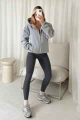 G Monogram marl grey embroidered premium zip hoodie