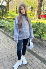 Mini Wellness club steel grey embroidered 3/4 sweater