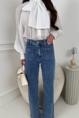 NIXIE BLUE FRONT POCKET HIGH WAIST JEANS