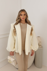 BRIANNA CREAM BOUCLE BOMBER JACKET