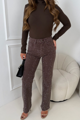 CASSI CHOCOLATE DIAMANTE STRAIGHT LEG JEANS