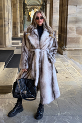 Pipa cream long faux fur coat