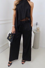 MELISE BLACK SATIN TROUSERS
