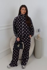KAIA BLACK POLKA DOT TRACKSUIT TWO PIECE SET