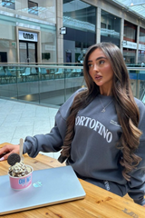 Portofino steel grey embroidered sweater shorts loungewear