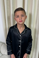 Mini Casey Black Satin Pyjamas
