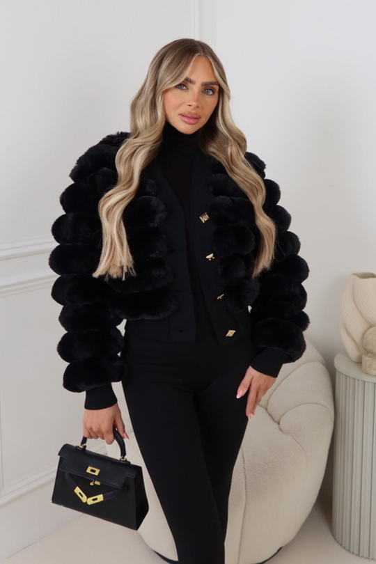 Briana black faux fur jacket