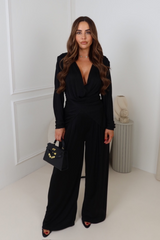 Bethany black drape top pants co-ord
