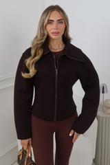 LUELA CHOCOLATE BALLOON SLEEVE DEFINE JACKET