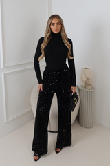 STELLAR BLACK SEQUIN TROUSERS