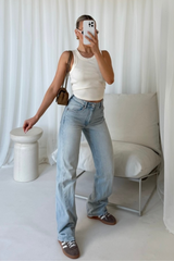 Kelsey white heavyweight ribbed racer back vest top