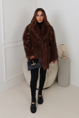 Racheal chocolate faux fur coat