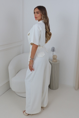 WHITNEY CREAM WIDE LEG UTILITY JUMPSUIT