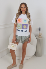 MARBELLA SUN PRINTED WHITE HEAVYWEIGHT T-SHIRT
