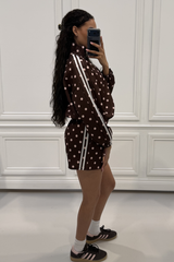 BONNIE CHOCOLATE POLKA DOT STRIPE SHORT CO ORD TWO PIECE SET
