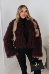 Lisa chocolate Mongolian faux fur coat