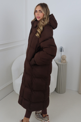 LYDIA CHOCOLATE LONG PUFFER JACKET