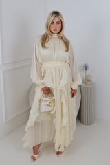 JASMINE CREAM CHIFFON RUFFLED MAXI DRESS