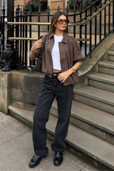 Sally Chocolate faux suede jacket