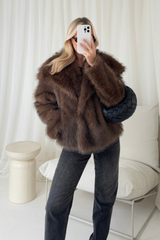 Olivia dark brown faux fur coat