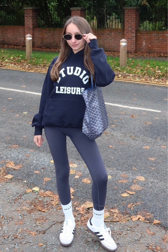 Mini studio leisure college navy printed hoodie