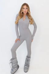 Jolie grey zip up unitard