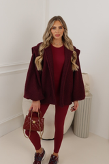 BRIANNA BURGUNDY BOUCLE BOMBER JACKET