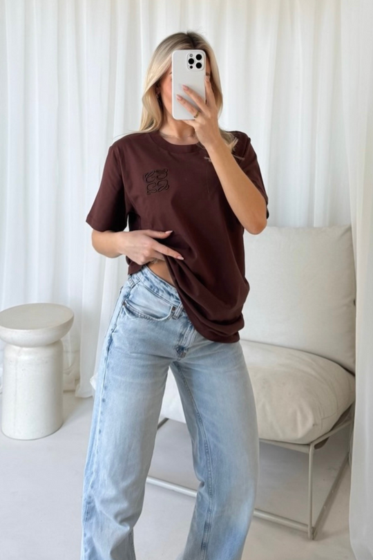 GeGe chocolate embroidered t-shirt