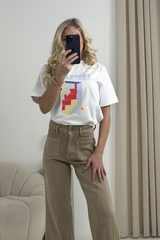 CAPRI ITALY PRINTED WHITE HEAVYWEIGHT T-SHIRT