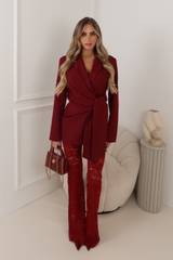 FRANCESCA BURGUNDY FRONT TIE BLAZER