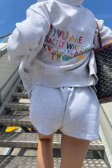 EXACTLY WHERE YOU NEED TO BE ESSENTIAL GREY FULL ZIP HOODIE X SCOUSE PRINTS