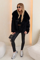 Olivia black faux fur coat