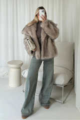 Olivia beige faux fur coat