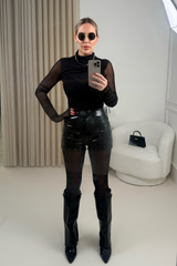 SYLVIE BLACK PU HIGH WAIST SHORTS