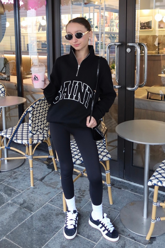 Mini saint black printed 3/4 sweater