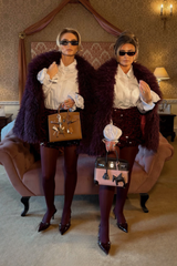 Ava burgundy Mongolian faux fur coat