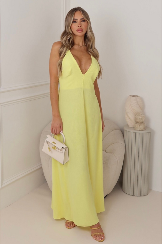 Selina yellow strappy maxi dress