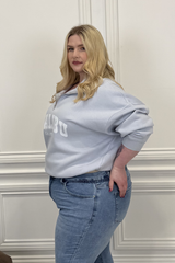 CURVE GLAMIFY MALIBU PRINTED EVERYDAY ESSENTIAL BABY BLUE 3/4 ZIP