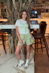 Mini Saint Louis sage embroidered t-shirt and shorts loungewear