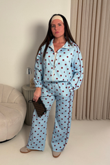 KAIA BLUE POLKA DOT TRACKSUIT TWO PIECE SET