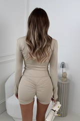 BECKY BEIGE SHORTS & ZIP JACKET ACTIVEWEAR