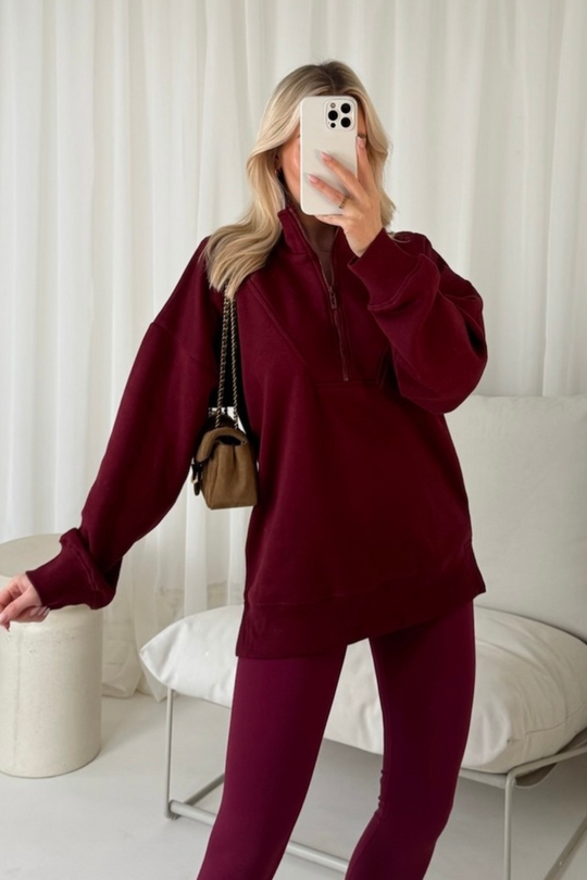 Chloe burgundy 3/4 zip sweater