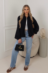 Amelia Black drape bomber