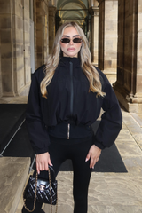 DANNI BLACK CROPPED HOODED PUFFER JACKET