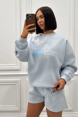 LOS ANGELES RUNNING CLUB BABY BLUE PRINTED SWEATER